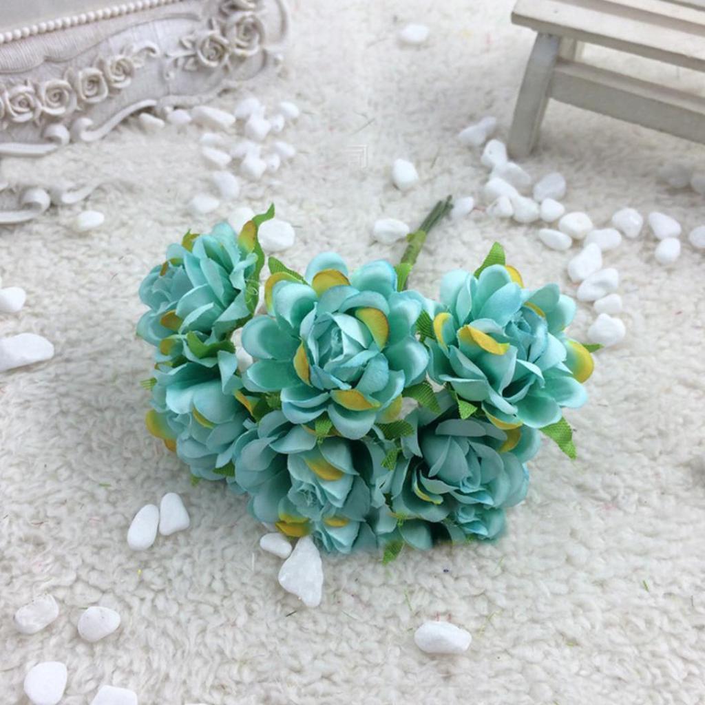 6st konstgjord siden falska blommor blommig bröllopsbukett fest heminredning