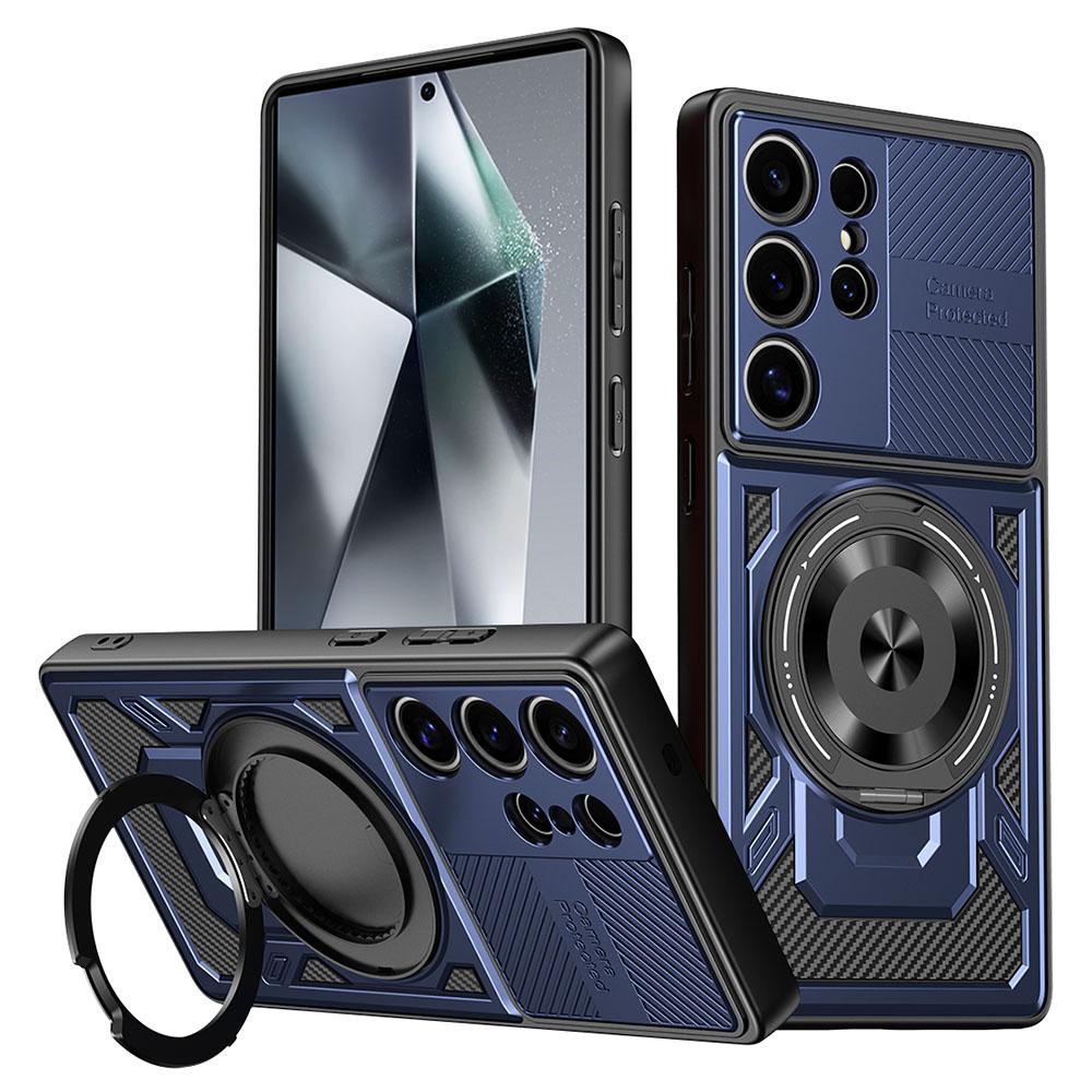 

Чехол для Samsung Galaxy S24 Ultra, совместимый с MagSafe, вращающаяся подставка, чехол для телефона из ТПУ+ПК Sapphire