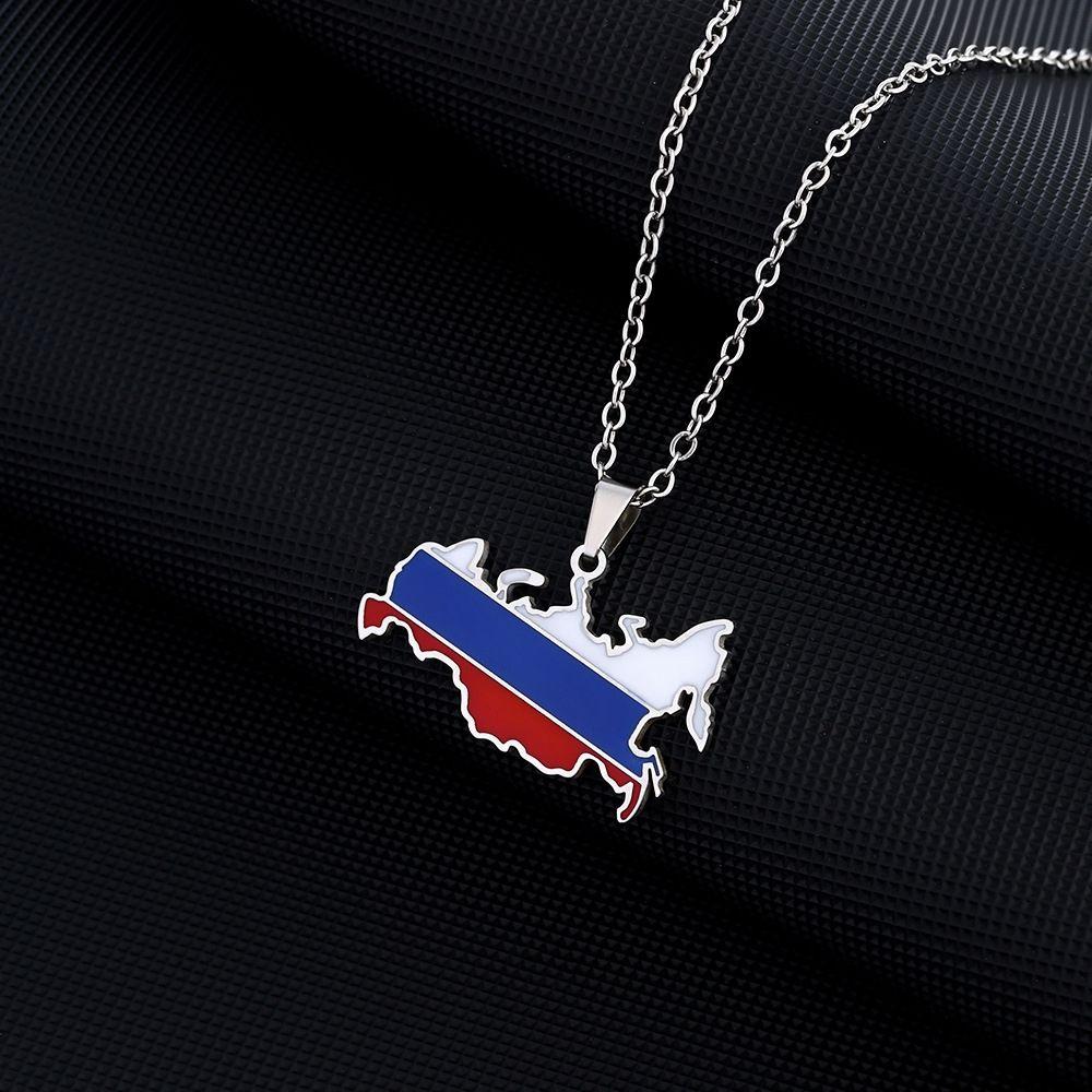Russian map pendant Russian map pendant necklace boutique stainless steel exquisite commemorative pendant
