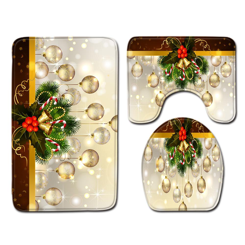 Christmas Bathroom Floor Mat Toilet Three-Piece Set