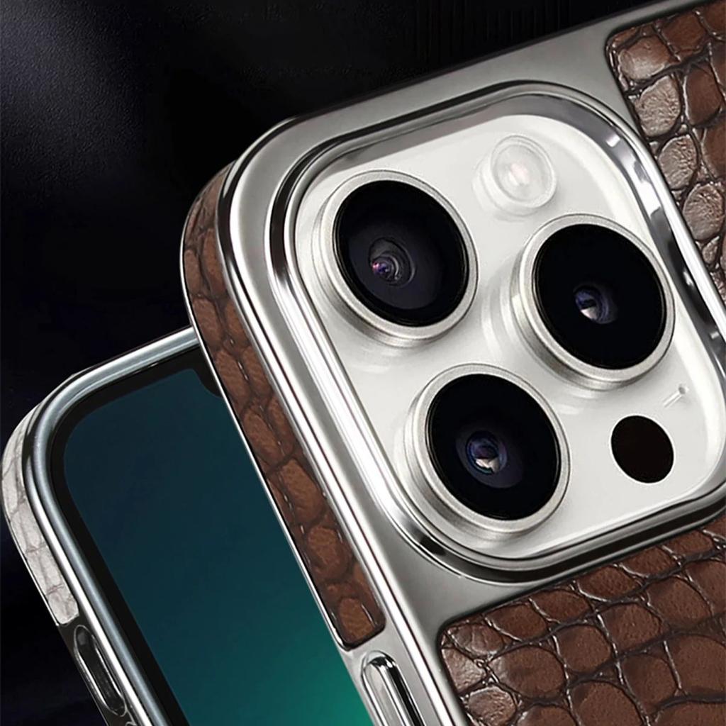 Boutique Crocodile Texture Eco Leather Case For iPhone 16 15 14 Plus 13 12 Pro Max Magnetic Cover Hidden Stand Bracket Premium