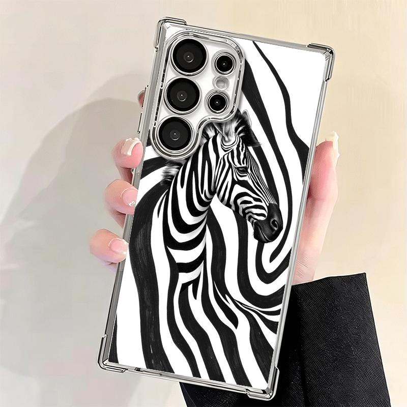 Zebra Stripe Black White Soft Phone Case For Samsung Galaxy S26 Ultra S25 Edge S24 FE S23 Plus S22 S21 + S20 Plating Anti-Fall F