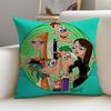 Creative PPhineas and FerbS Cushion Cover Breathable and skinfriendly linen pillowcase square removable and washable cushion