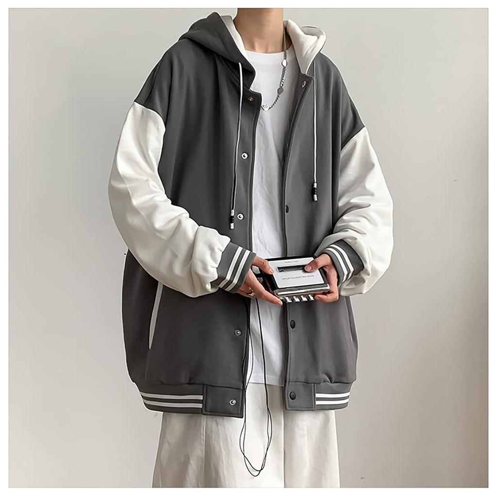 Parka Velká Populární Zimní Šedá 4XL [Poperdision] Pánská Mikina, Módní, Velikost, Bunda, Sportovní, S Kapucí, Stylová, Ležérní, Svetr, Kabát,