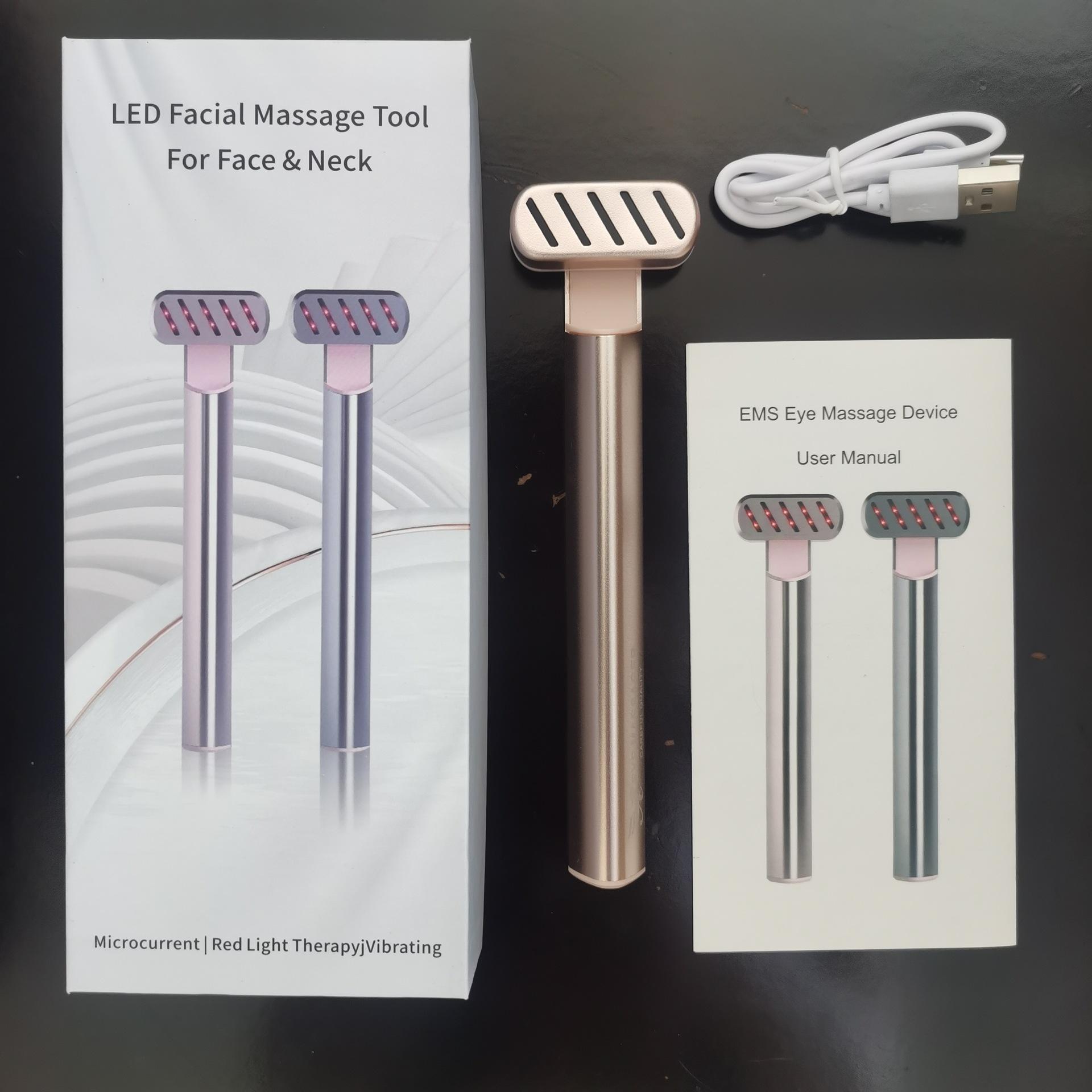 

Электрический аппликатор-волшебная палочка, массажер для лифтинга и подтяжки с красным светом, вибрационный бьюти-инструмент, бьюти-инструмент для шеи с подогревом English золотой