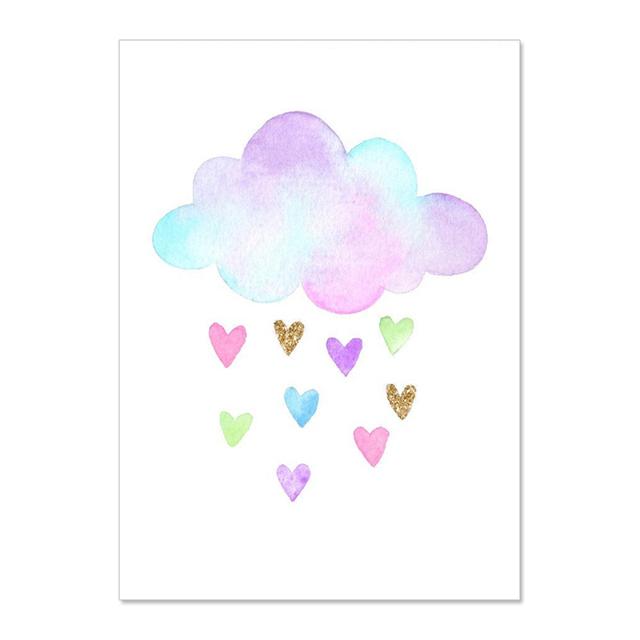 Unicorn Cloud Rainbow Wall Art Canvas Painting Nursery Posters And Prints Wall Pictures Baby Kids Room Décor No Frame
