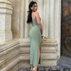 Ladies' Slanted Shoulder Slit Sexy Temperament Slim Fit Long Dress
