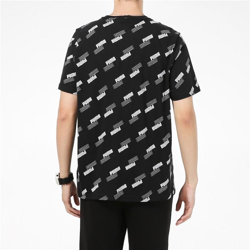 Puma All-Over Logo Print Crew Neck Breathable Short Sleeve T-Shirt Men Tops Black 846430-01