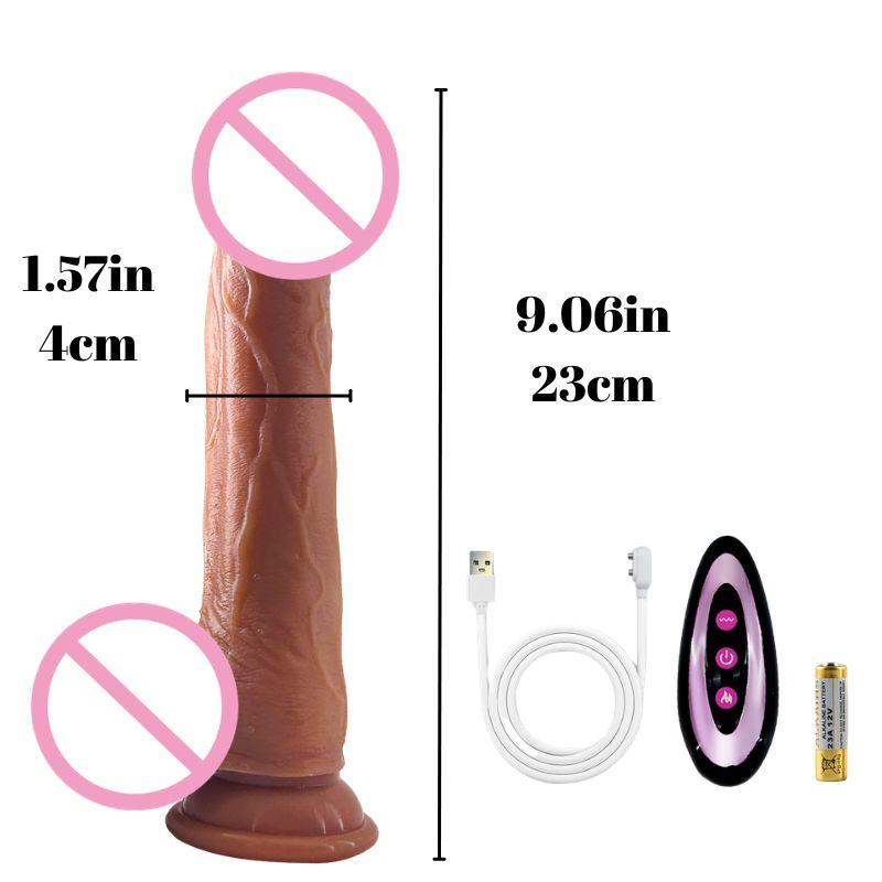 Thrust Realistic Dildo Vibrator 9 Telescopic 10 Vibration Modes Heating Remote Control Adult Sex Toy G-spot Vibration Stimulation With Suction Cup