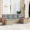 Vidaxl 6-Cz. Garden Furniture Set With Cushions, Beige, Poly Rattan