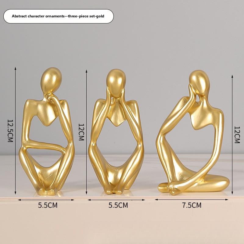 3pcs Mini Abstract Figure Ornaments Home Decor Entrance Decoration Living Room Model Room Creative Resin Crafts