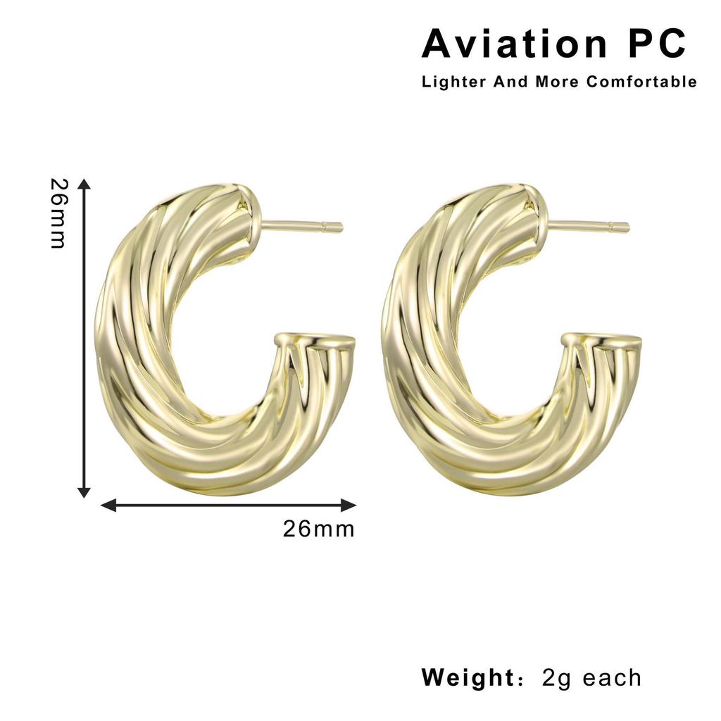 Geometric Retro French Style Stainless Steel Hoop Earrings