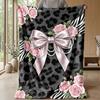 Pink Ribbon with Leopard Print 1 Theme blanket Lightweight Warm Flannel Blanket Decorative Throw Blanket for Home Decoration