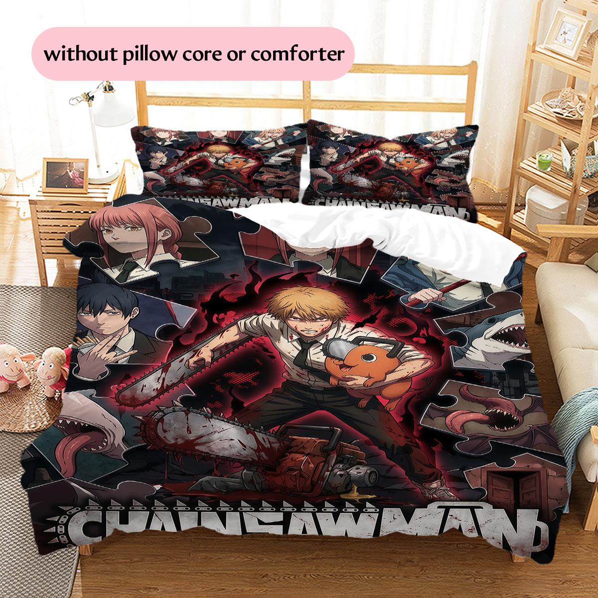 

Chainsaw Man Design Pattern Bedding Quilt Set Home Decoration Gift (1 * duvet cover + 2 * pillowcase without core) 135x200cm