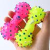 Dog Squeaky Chew Toy - Dumbbell Shape with Small Spikes, Rubber Pet Toy for Teething, Teeth Cleaning & Tartar Reduction,