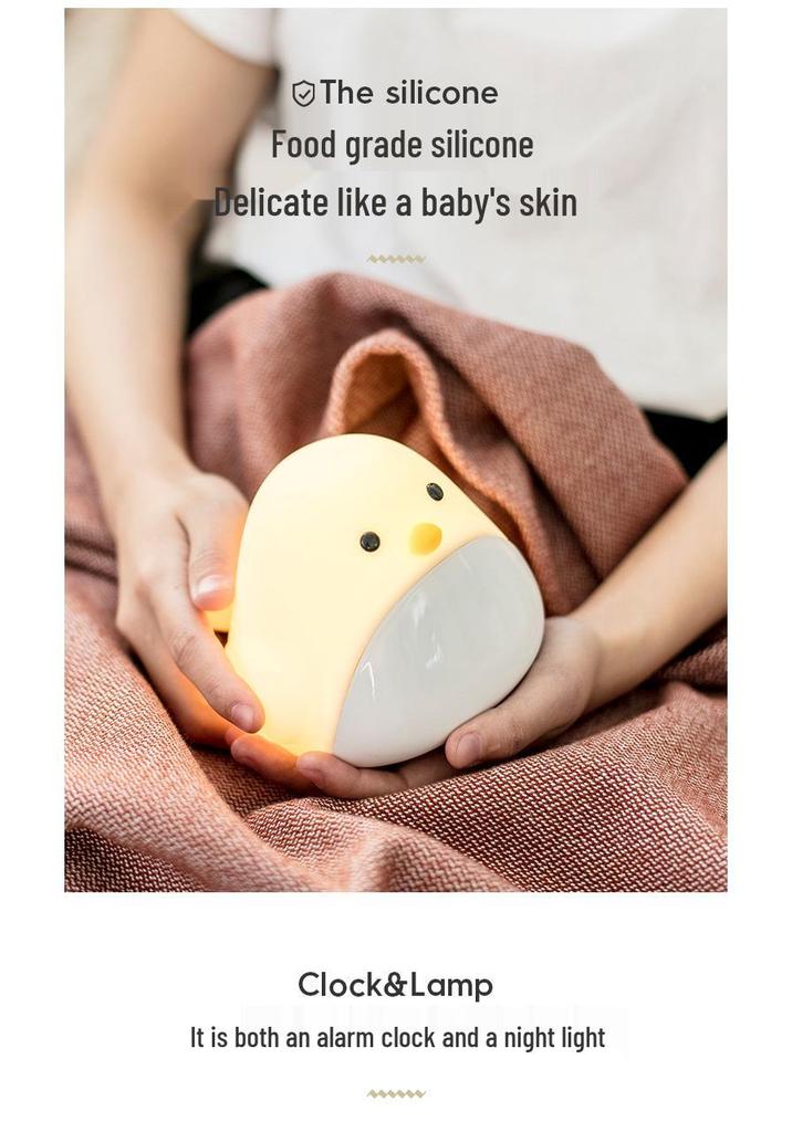 Time Bird LED Alarm Clock with USB Charging - Silent Cartoon Bedside Night Light for Bedroom or Dorm