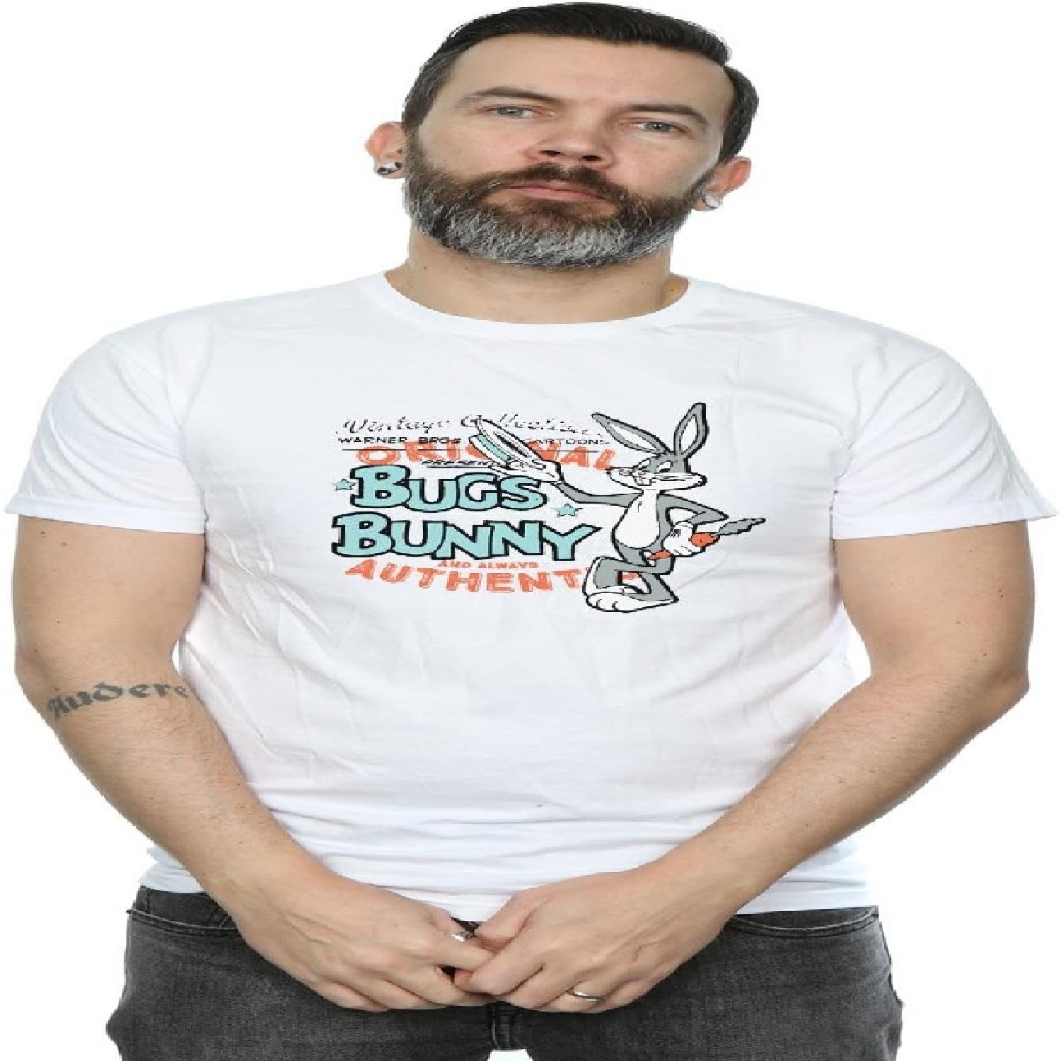Мужская винтажная футболка Looney Tunes с Багзом Банни, размер S, белая XXXXXL белый