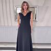 2024 European & American Women's Solid V-Neck Sleeveless Long Dress - Simple & Comfortable