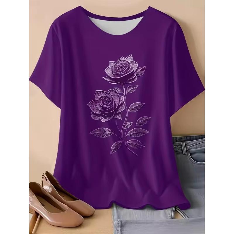 

Женская футболка больших размеров с 3D-принтом Элегантная Повседневная С круглым вырезом Летняя Женская Повседневная футболка Быстросохнущая Дышащая 7XL фиолетовый