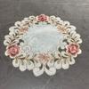 Embroidered Flower Placemat, Round Floral Coaster Placemat, Heat Resistant Table Protector Mat for Dining Table Cup Vase Wedding Party Decoration