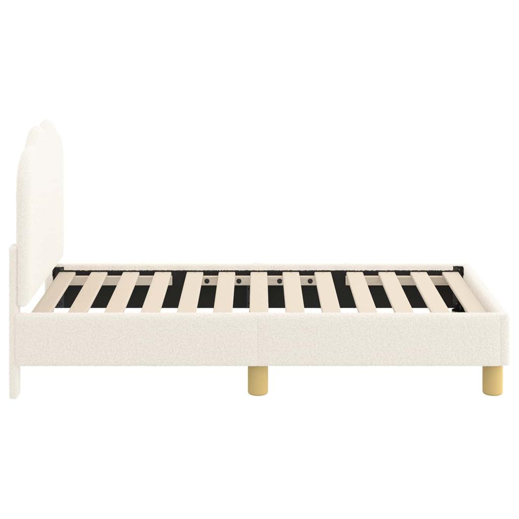 Children S Bed Frame with Headboard Cream 70 X 140 Cm Boucle