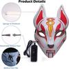 High Quality PVC Japanese Fox Mask Full Face Reusable Halloween Costume Mask Durable LED Neon Light Mask