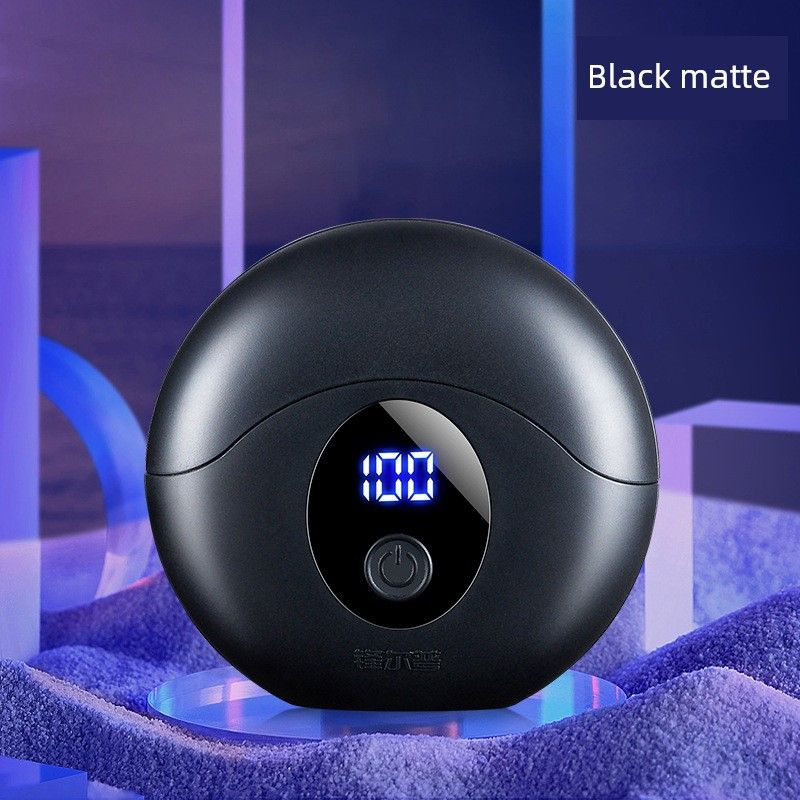 

Small Electric Shaver, Birthday Gift for Boys, Round Rechargeable Razor Spray Painted Black (Simple Decoration)