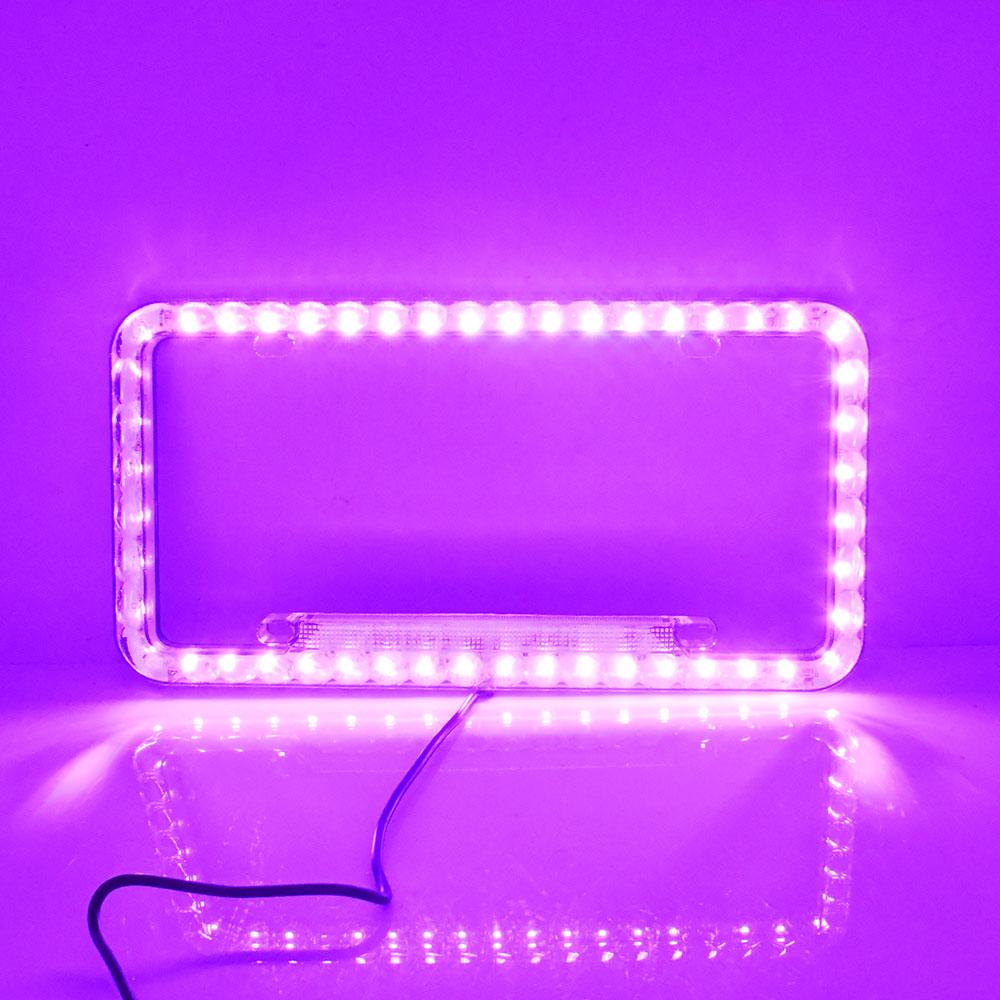 License Plate Frame Light 12V Multicolor LED Flash Lamp Front Rear License Frame Holder For Auto Truck Vehicles Car Accessories