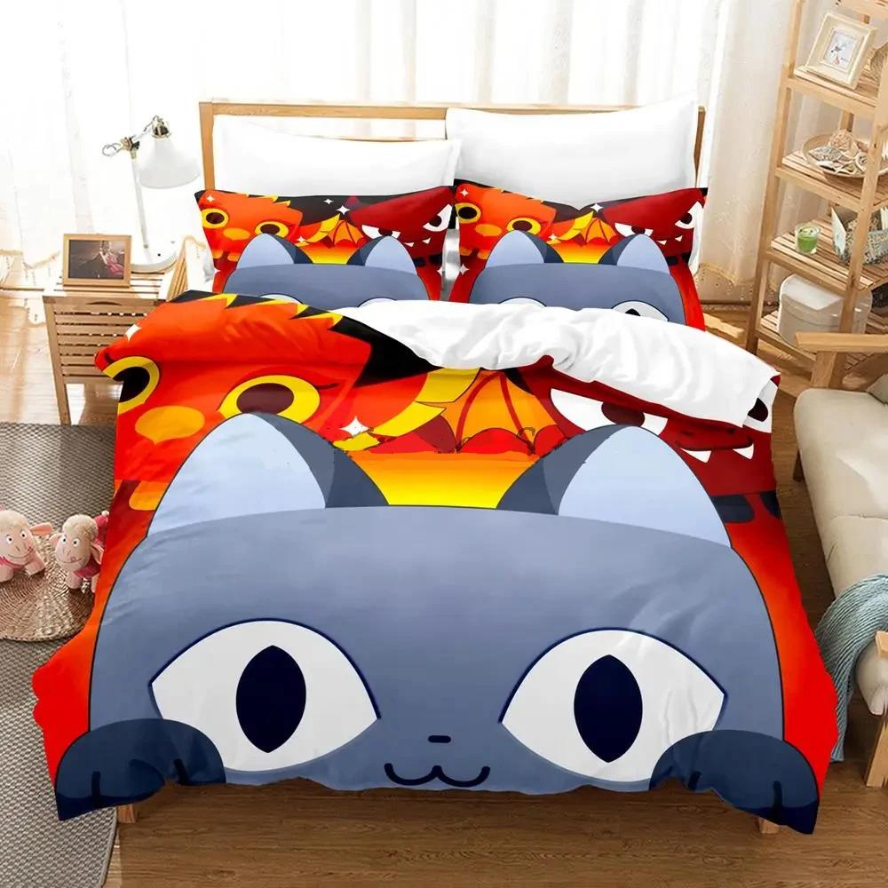 Cat Pet Simulator X Bedding Set Single Twin Full Queen King Size Aldult Bed Set Boys Bedroom Duvet Cover Sets Anime Bed Sheet Se