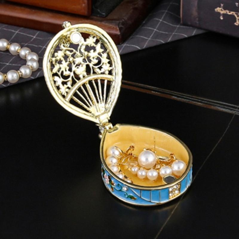 Delicate Chinese Pipa Jewelry Box Ornamental Pipa Enamel Box for Jewelry with Elegant Floral Motifs for Travel Use