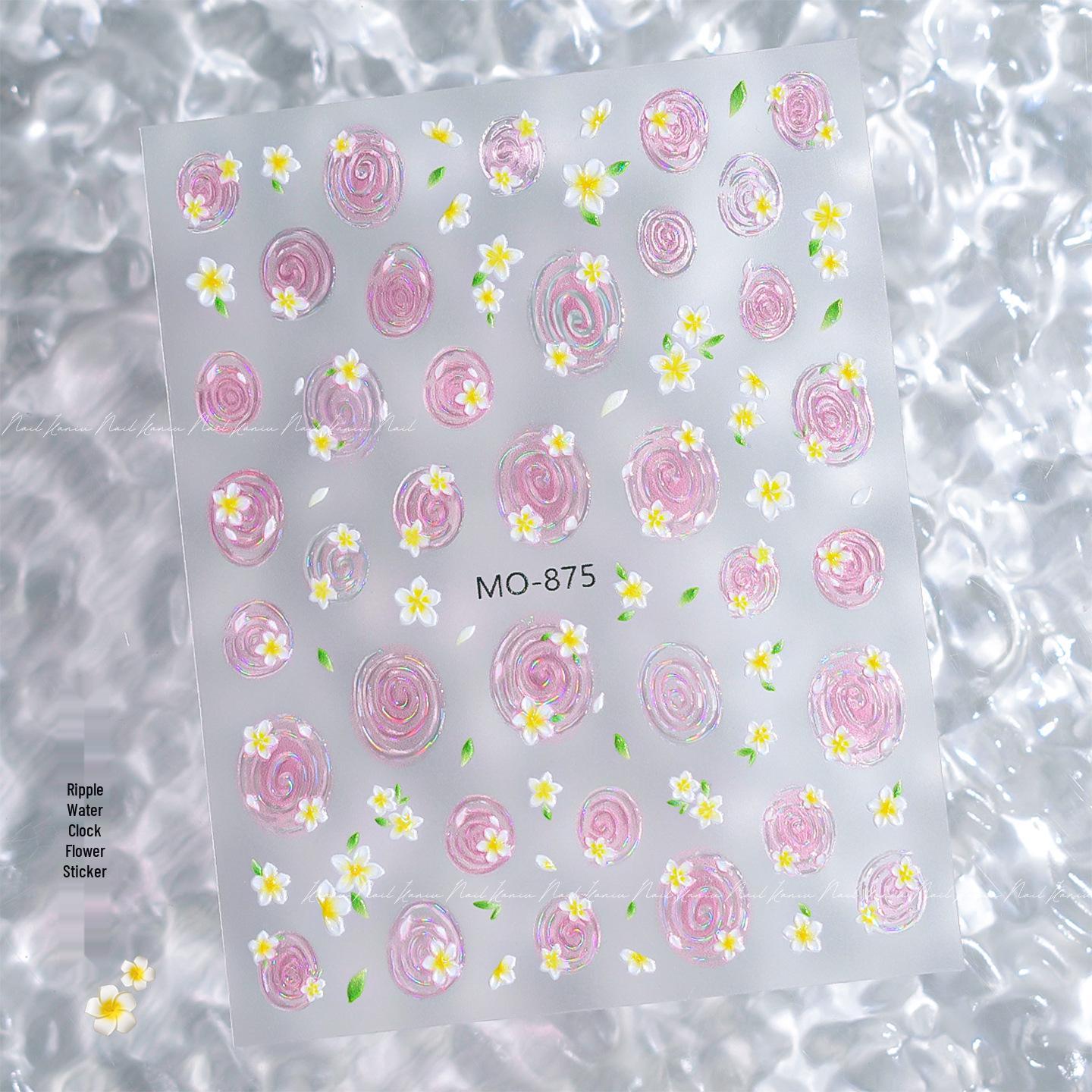 Three-Dimensional Floral Nail Art Stickers with Swirl Wave Pattern