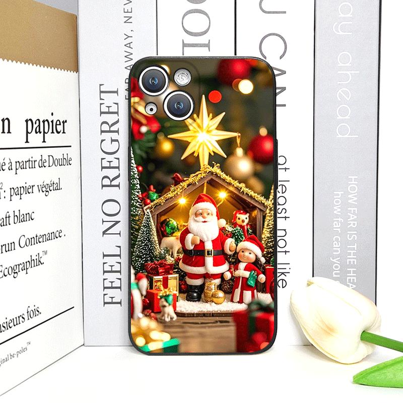 Cartoon Christmas-themed Santa Claus Phone Case for IPhone 16 12 11 14 13 15 Pro Max Mini X XS MAX XR SE2 7 8 14 Plus Soft Cover