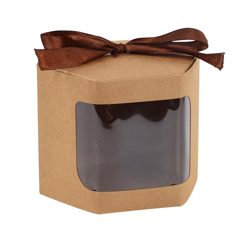 

10Pcs Kraft Paper Candy Gift Box with Window Ropes Cake Chocolate Packaging Boxes Wedding Favors Birthday Party Supplies 10pcs хаки