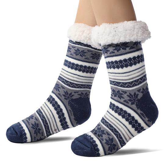 Ultra-thick Cashmere Slipper Socks Winter Warm Fuzzy Home Socks with Non-Slip Silicone Grips for Women Men