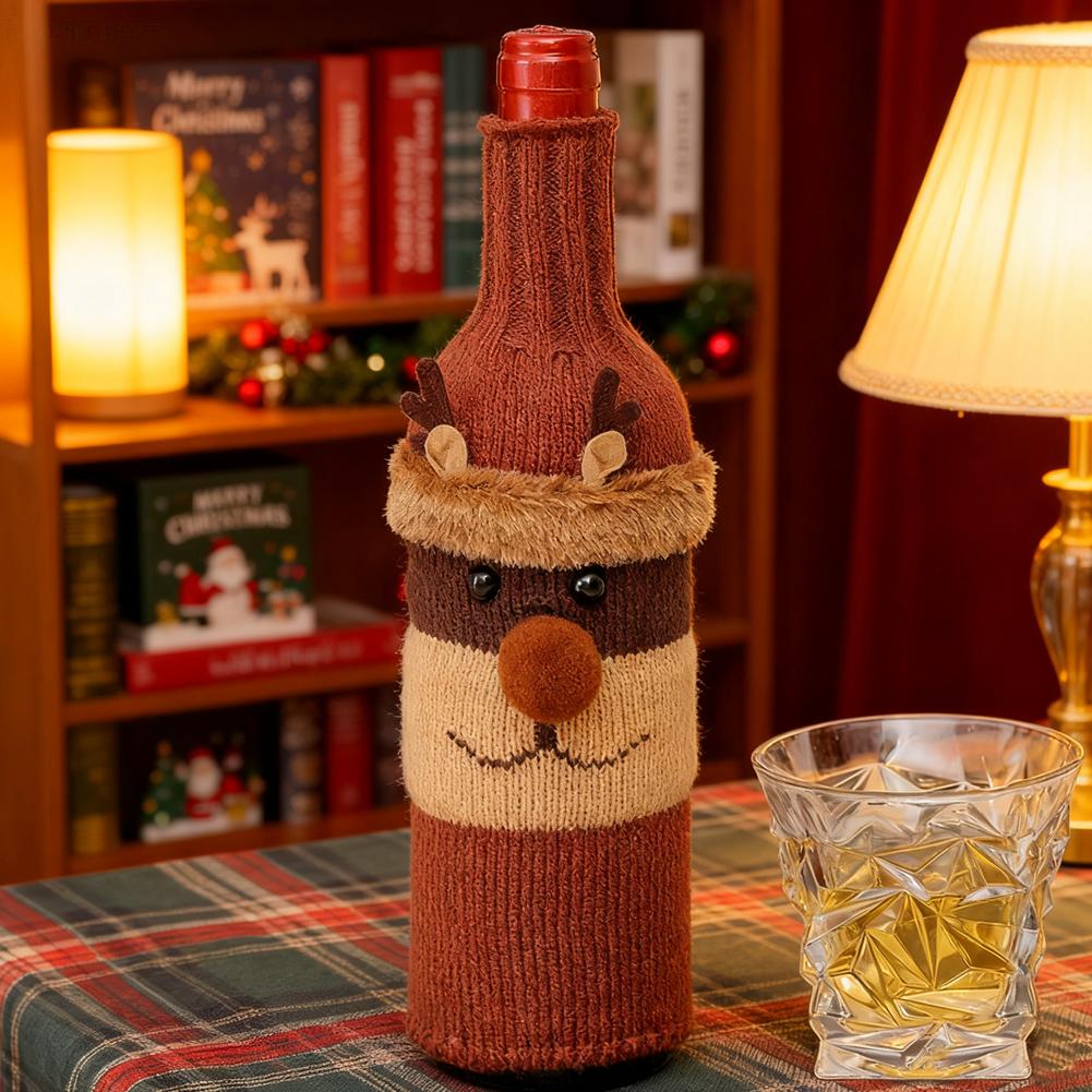 Vánoční sada obalů na láhve Santa Sněhulák Tkané sáčky na láhve na vánoční večírek Dekorace jídelního stolu Novoroční dárky