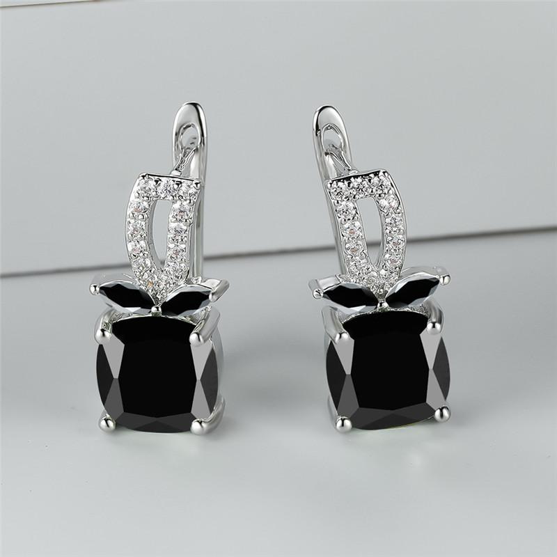 

Модные белые квадратные серьги с кубическим цирконием, женские милые серьги-кольца с фруктами, модные серебряные украшения для женщин, аксессуар чёрный