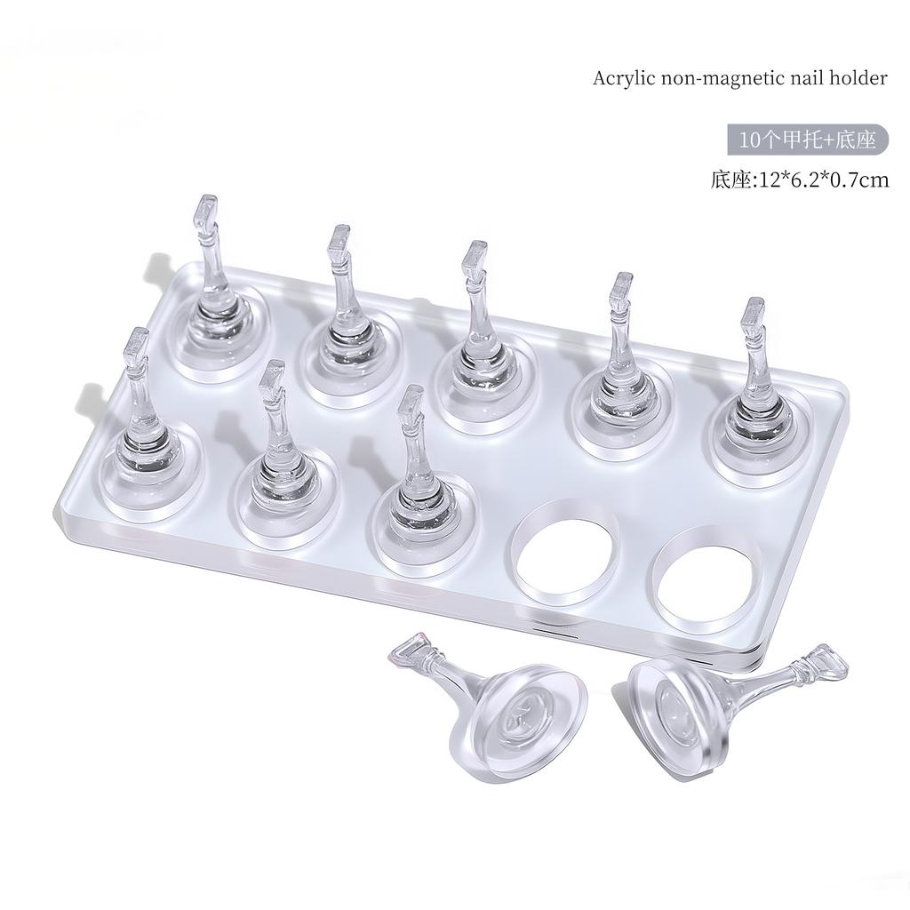 5/10Grid Non-Magnetic Nail Acrylic Display Stand Transparent Holder For Practice Showing Shelf False Nails Holder DIY Salon Tool