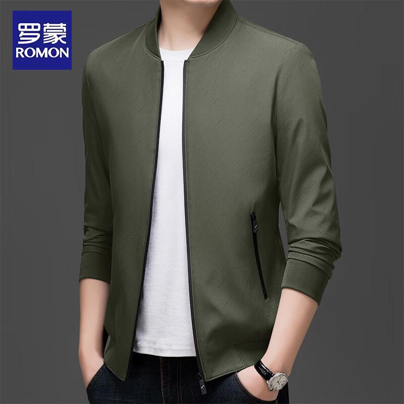 ROMON Men's Ribbed Collar Fall Casual Jacket
