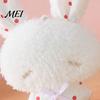 Fluffy Animal Pendant Ribbon Bow Rabbit Plush for Backpacks, Stuffed Plaid Ear Keychain Bunny Bag Charm, Soft Decoration Lightweight