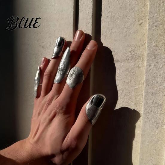 Artistic Ring 1/5Pcs No Manicure Open Irregular Metallic Skin Women