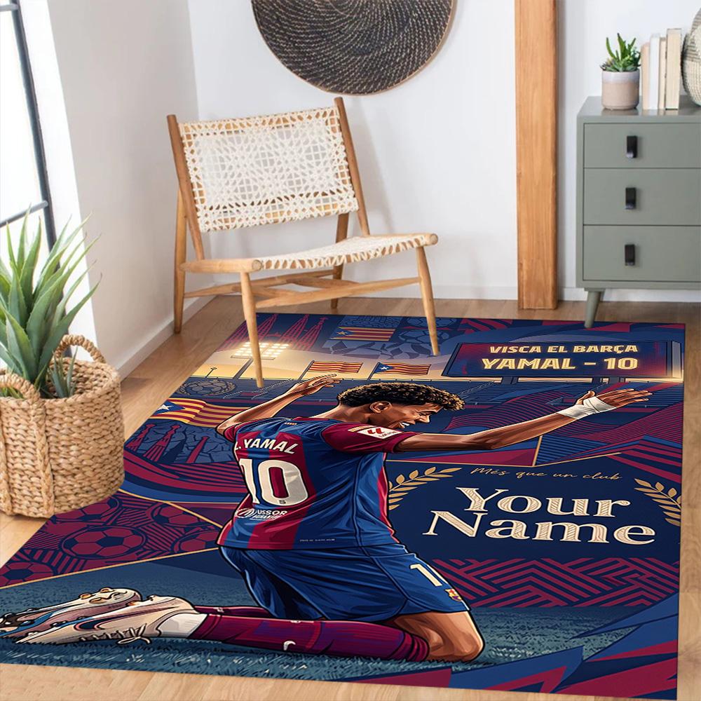 Lamin Yamal Customize Your Name Floor Rug Office Rug Perfect For Dormitory Playrooms Foyer Game Room Antislip Rug Anime Office Decor
