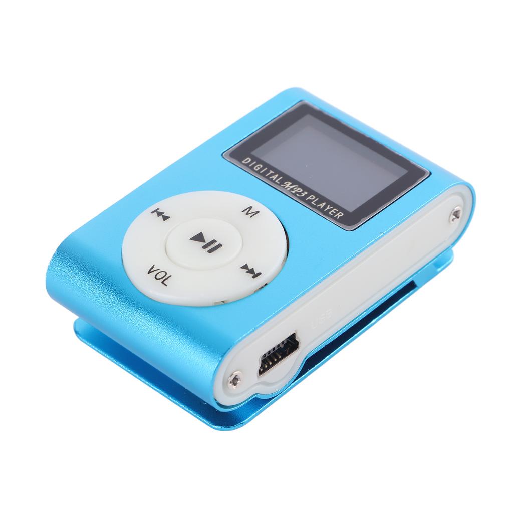 MP3 Music Player 128M Song Card Portable Mini Music Player with Metal Shell for Students Sports Running Blue