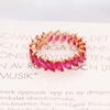 Russia 585 Purple Gold Light Luxury Rose Ruby Petal Flower Ring Rose Gold Plated Horse Eye Ring Women