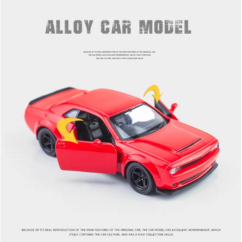 Dodge Challenger 1/36 Simulated Diecasts Metal Alloy Car Model Sound Light Pull Back Collection toys boys kids juguetes niños