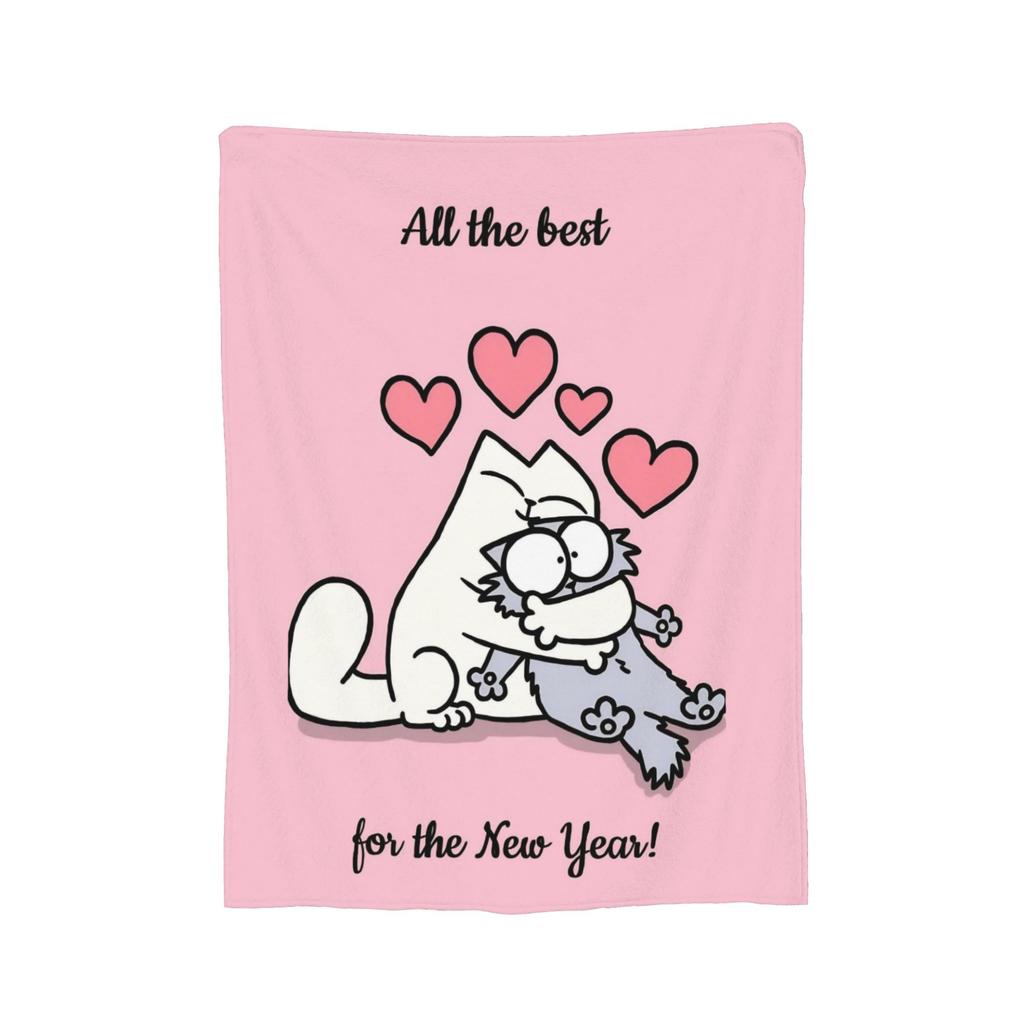 Simons Cat Humorous Cat Flannel Blankets Novelty Throw Blankets for Home Hotel Sofa 125*100cm Bedspreads,