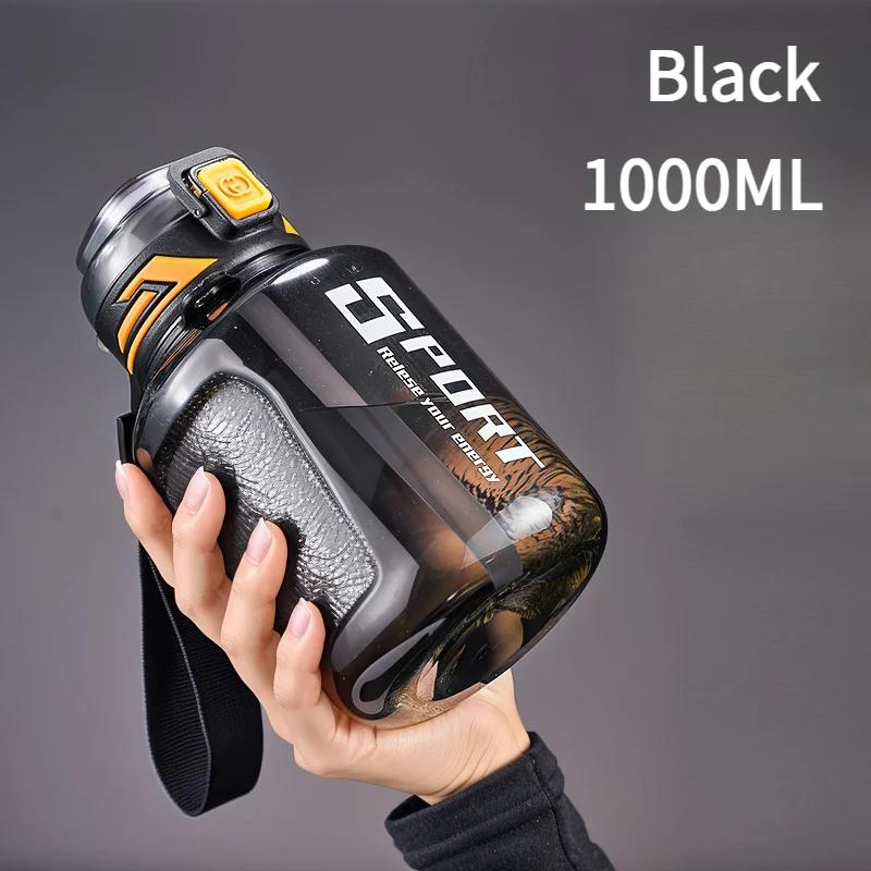 

1000ml/1500ml Large Capacity Sports Water Bottle Portable Sealed Leak-Proof Plastic Space Cup Outdoor Travel Gym Drinking Tools 1000-1500ml