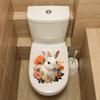 Cute Bunny Flower Toilet Stickers, Waterproof Removable Decals for Bathroom Restroom Decor, Self-Adhesive