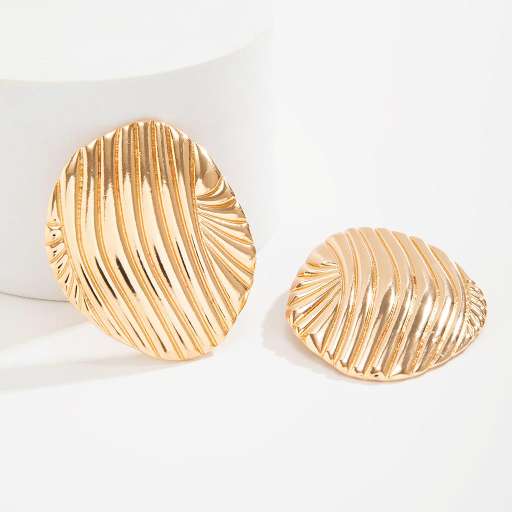 IngeSight.Z Vintage Metal Big Oval Stripe Stud Earrings for Women Punk Gold Color Geometric Earrings Party Jewelry Gift 2026