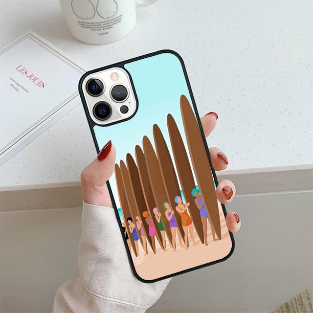 HAWAII BEACH SURF GIRL SURFING ART Phone Case For iPhone 17 Air 14 15 16 13 12 Cover For Apple Pro Max Plus