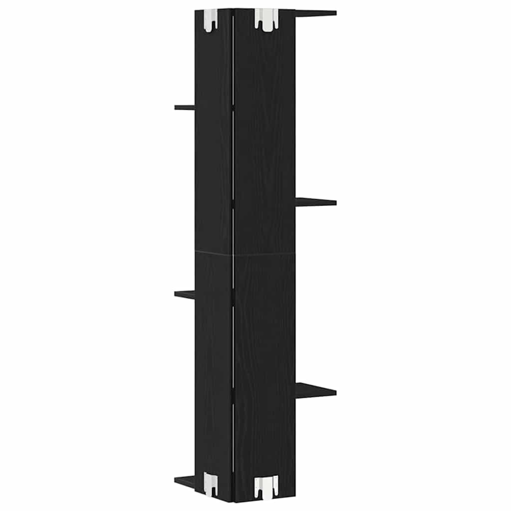 Wall Mounted Corner Shelf Black Oak Effect 36.5 x 36.5 x 140 cm